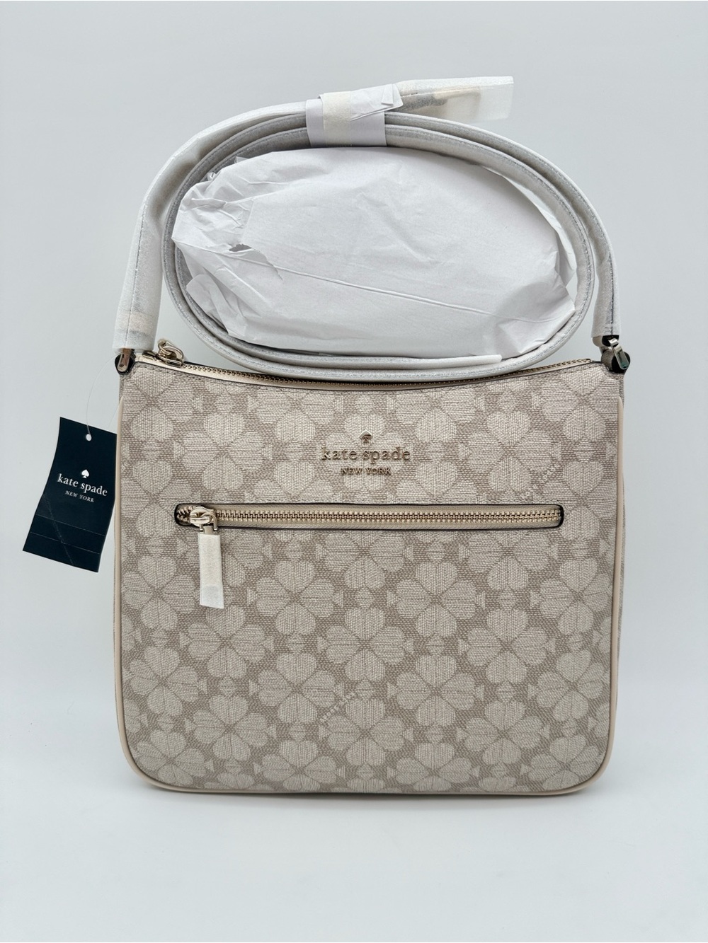 Kate Spade Signature Spade Flower Large Swingpack Crossbody Dark Beige